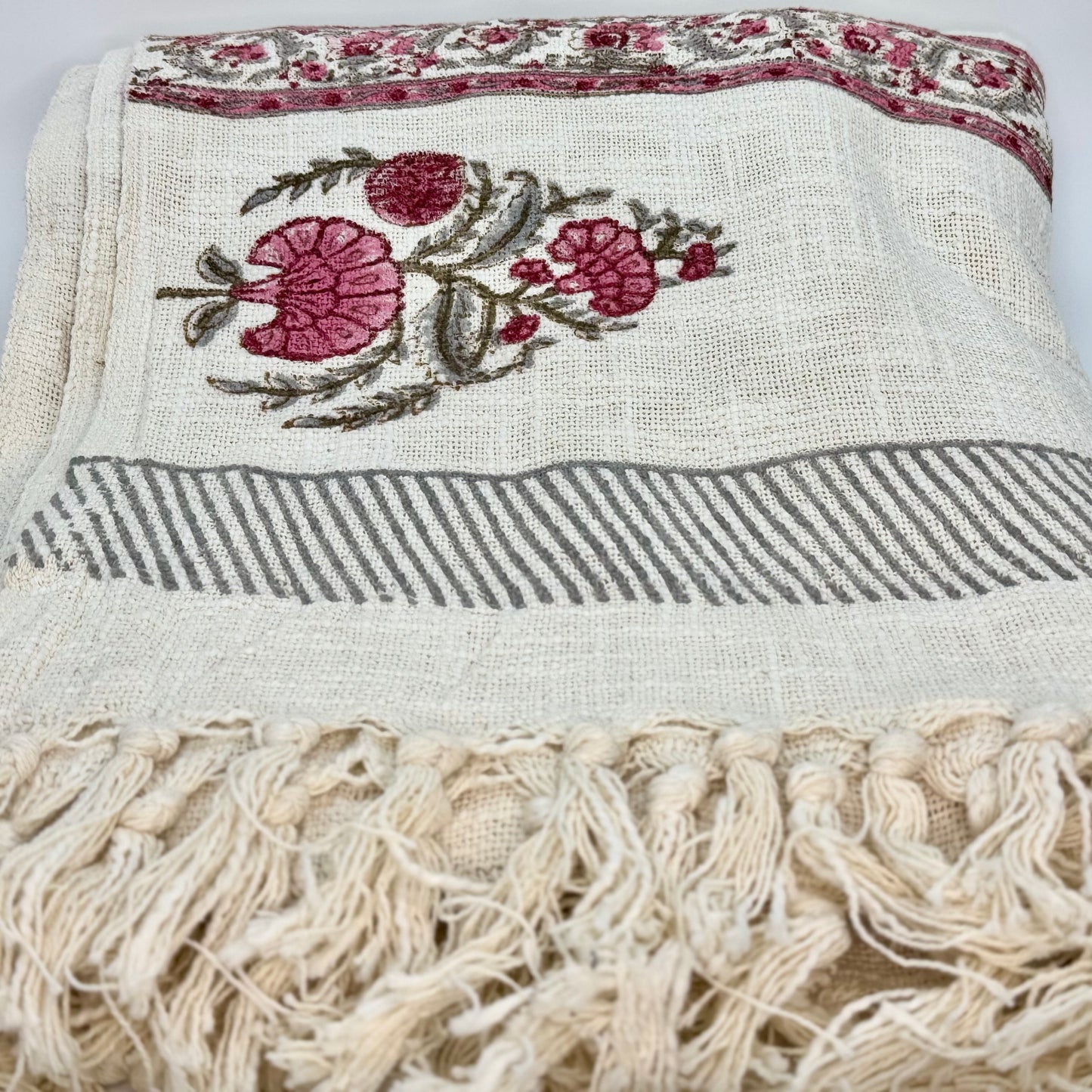 100% Cotton Handblock Printed Decorative Throw Blanket | 50" x 78"