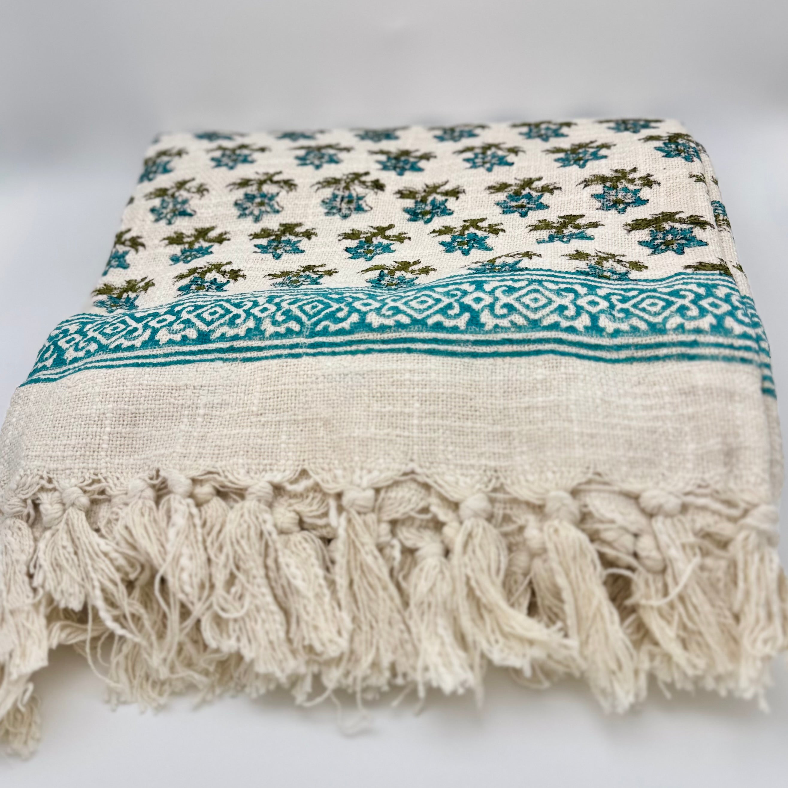 100% Cotton Handblock Printed Decorative Throw Blanket | 50
