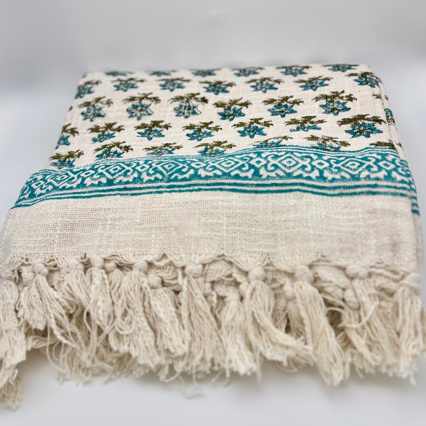 100% Cotton Handblock Printed Decorative Throw Blanket | 50" x 78"