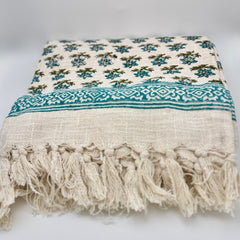 100% Cotton Handblock Printed Decorative Throw Blanket | 50