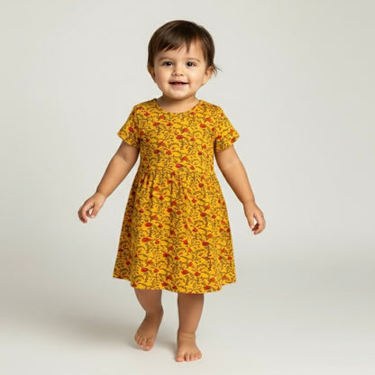 Toddler Organic Cotton Summer Dress | 18M, 2T, 3T | Basanti Sunshine Yellow