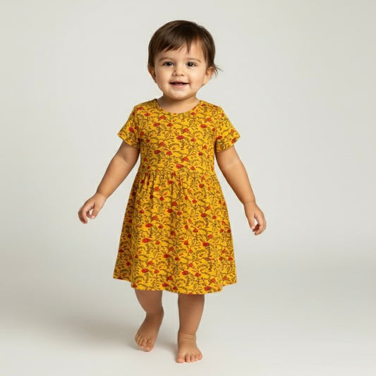Toddler Organic Cotton Summer Dress | 18M, 2T, 3T | Basanti Sunshine Yellow