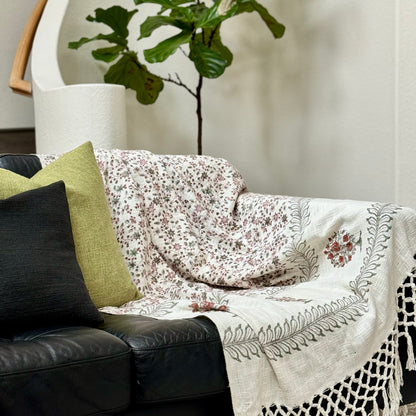 100% Cotton Handblock Printed Decorative Throw Blanket | 50" x 78"