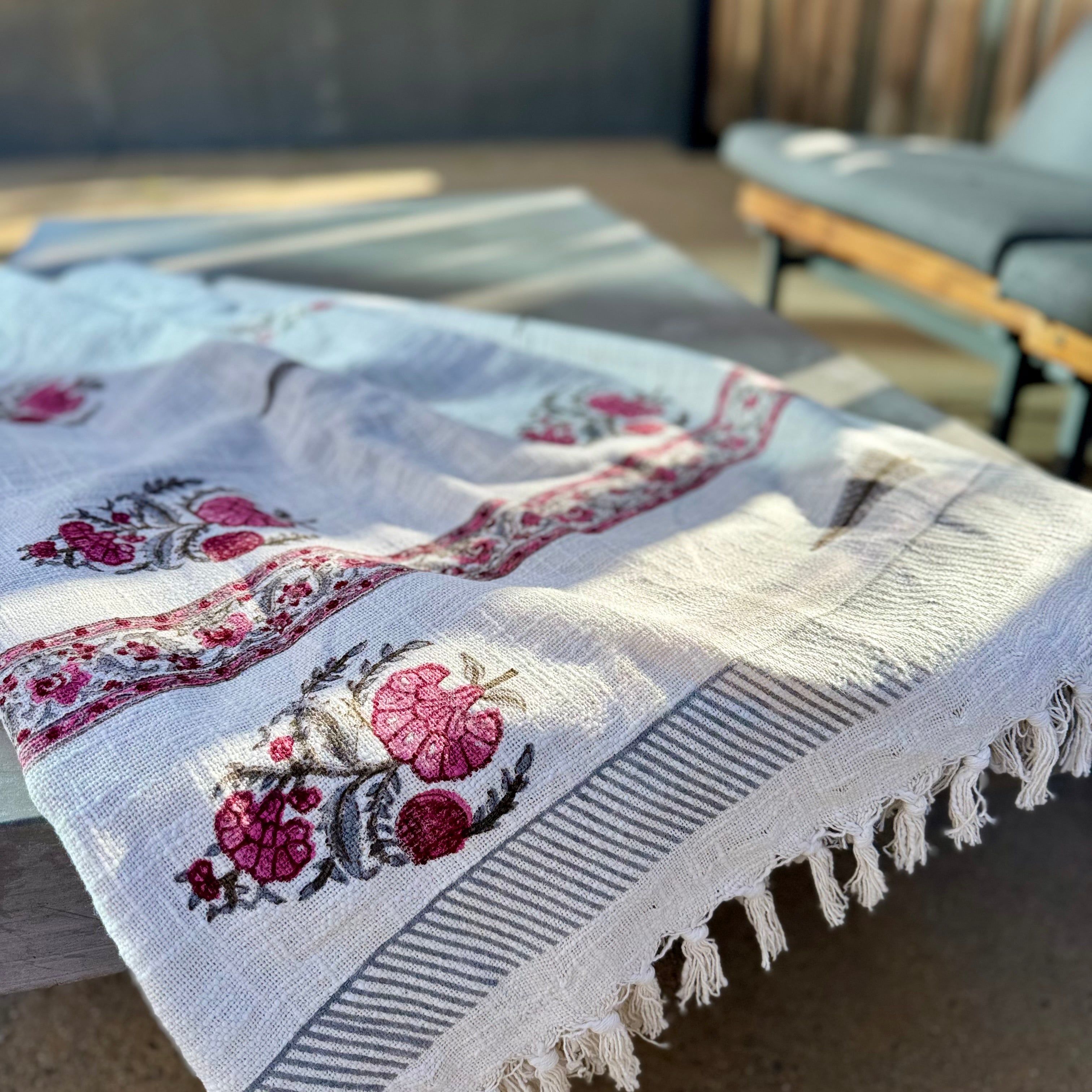 100% Cotton Handblock Printed Decorative Throw Blanket | 50