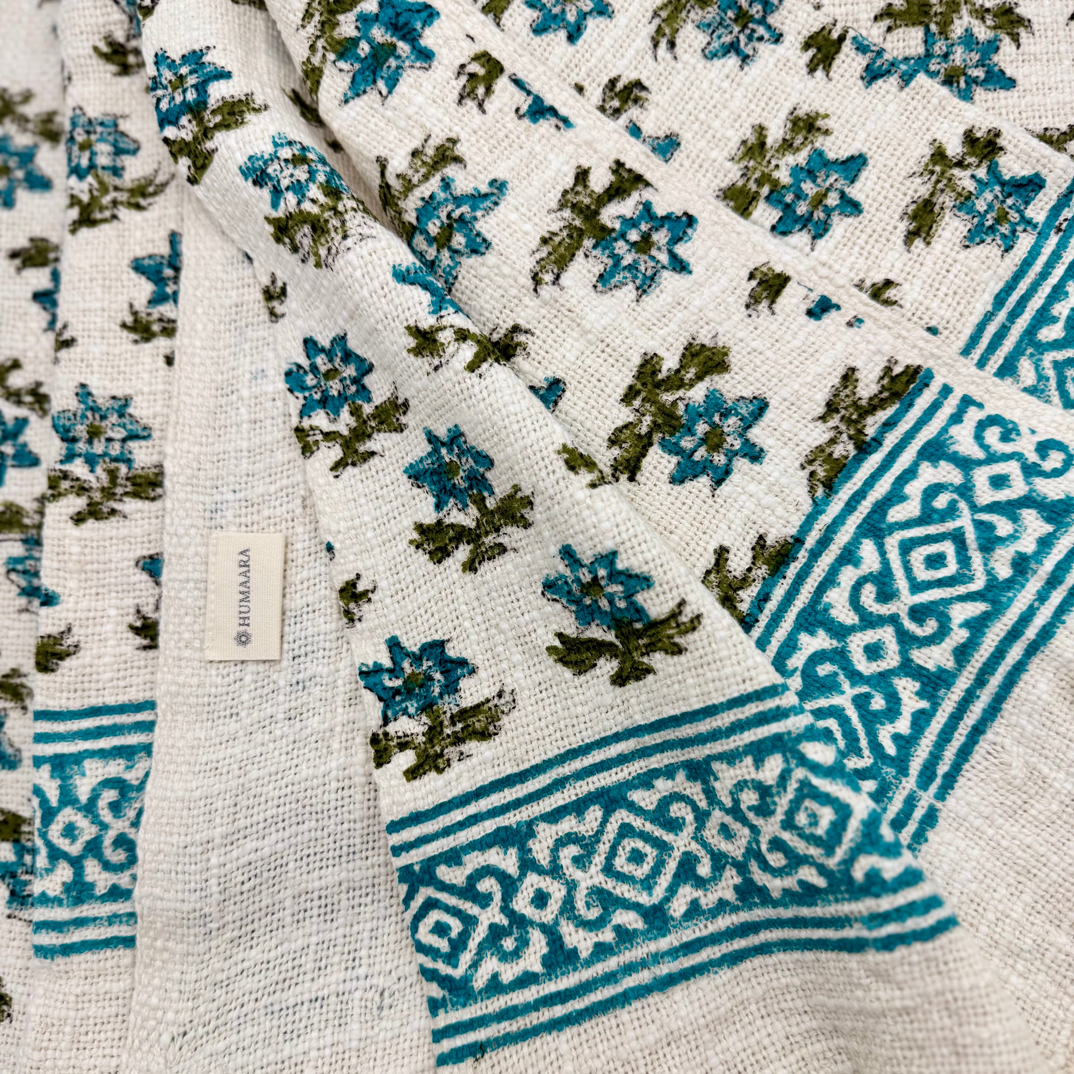 100% Cotton Handblock Printed Decorative Throw Blanket | 50